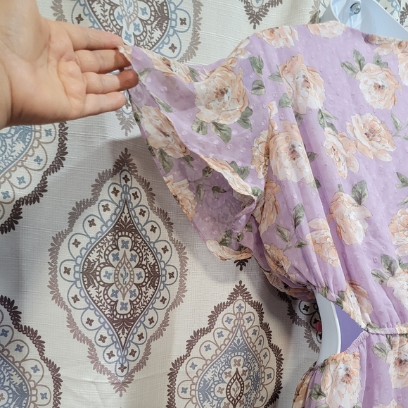 Sage the Label Women's Lavander Floral Cut-Out Midi Dress - Picture 8 of 10